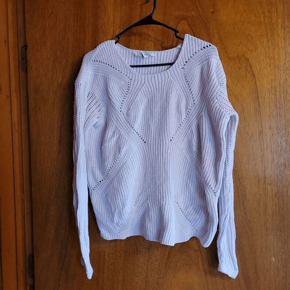 Workshop Republic Clothing Lavender Cotton Pointelle Knit Pullover Sweater L‎